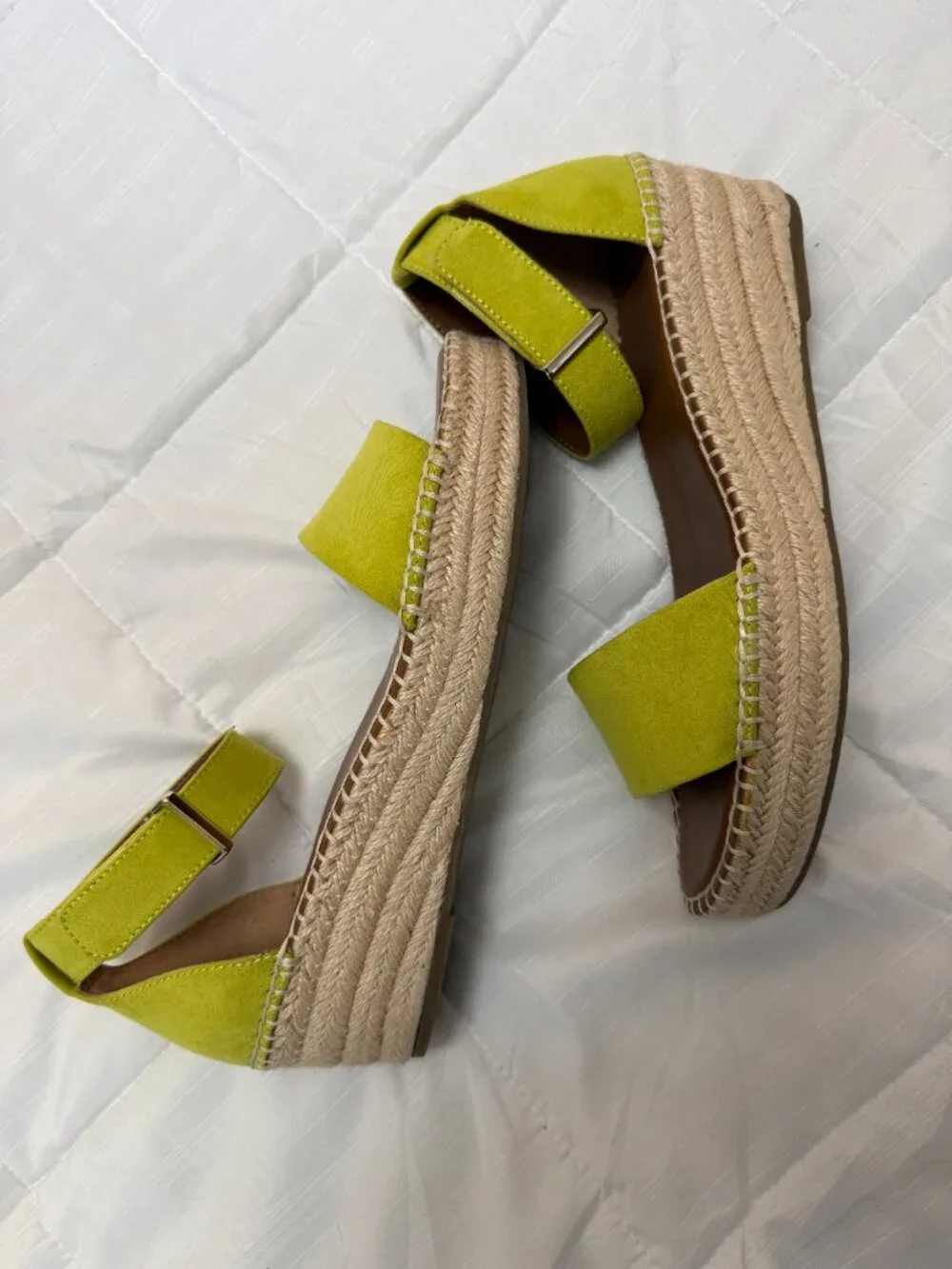 Franco Sarto Lime Green Suede Espadrille Sandals - Sz 10